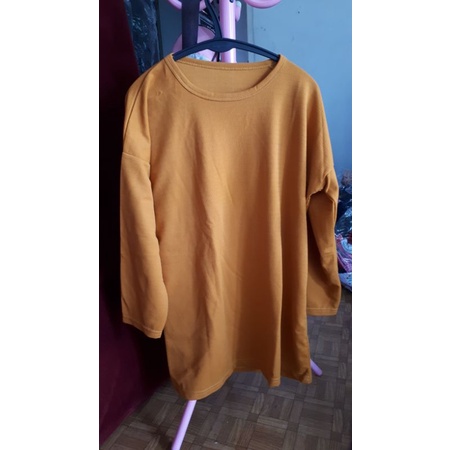 Kaos lengan panjang Kuning kunyit mustard new