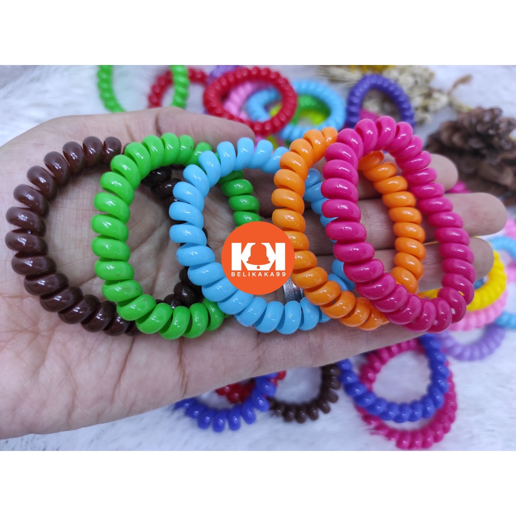 IKAT RAMBUT SPIRAL KABEL UKURAN 5CM / KUNCIRAN RAMBUT SPIRAL KABEL / KUNCIRAN SPIRAL BESAR / KUNCIRAN SPIRAL KECIL / IKAT RAMBUT KARET/ IKAT RAMBUT KABEL