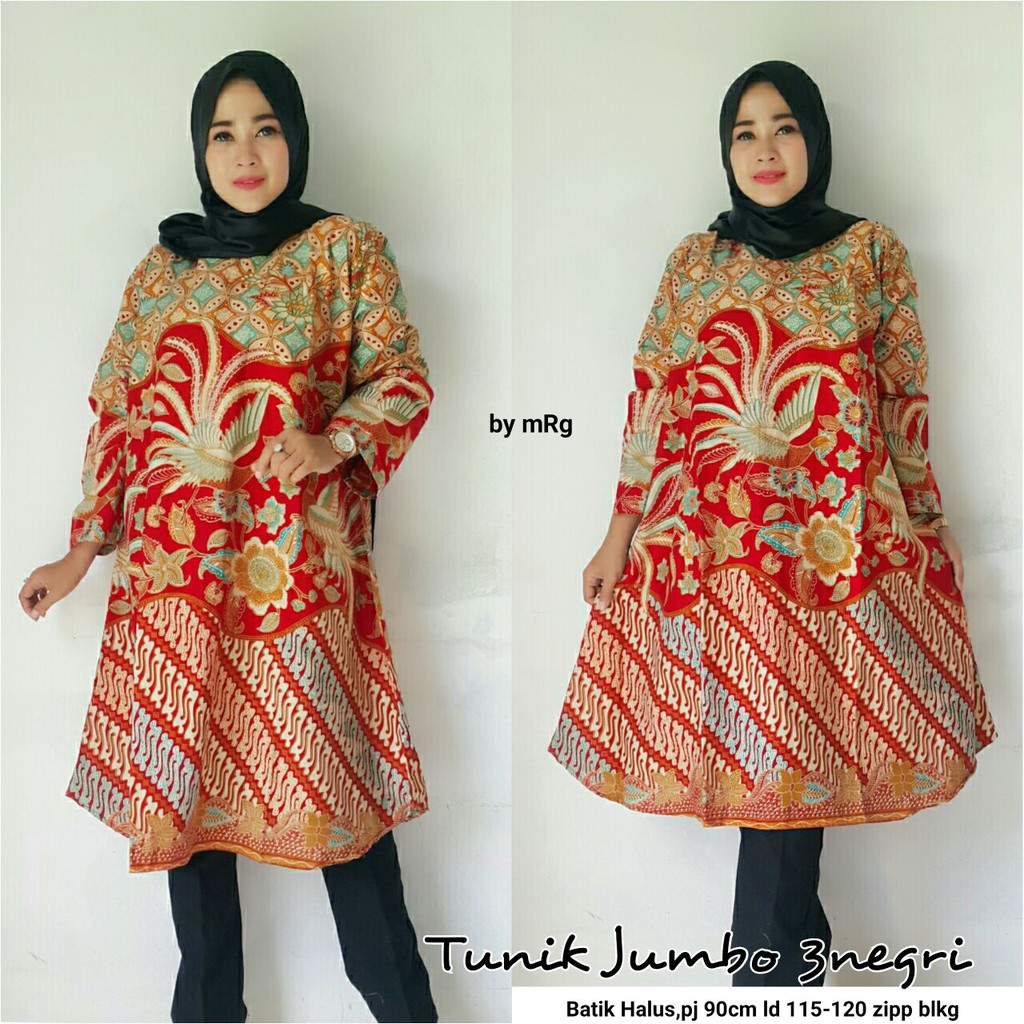 TUNIK BATIK WANITA JUMBO,BUSANA MUSLIMAH BATIK JUMBO,BATIK TUNIK BIG SIZE