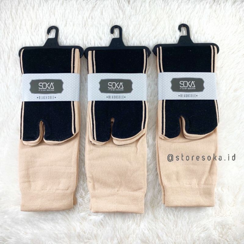 Kaos Kaki SOKA Brown Black Sole -  Kaos kaki Jempol SOKA Telapak Hitam