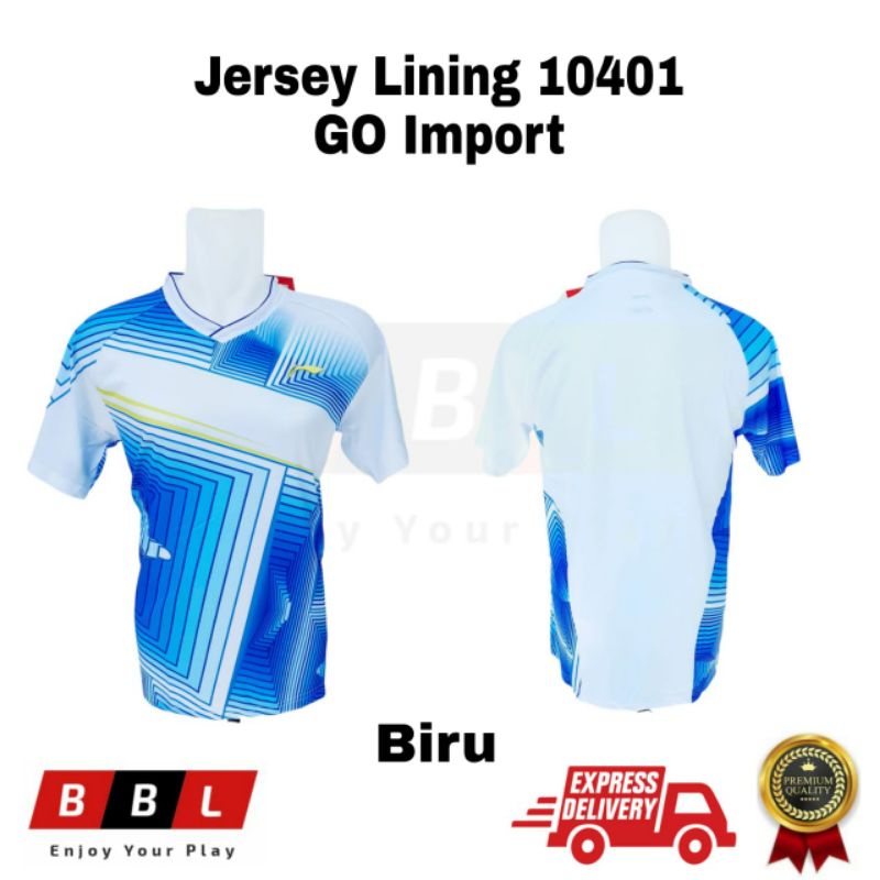 Jersey Badminton Lining 10401 Biru Grade Ori Import Jersey bulutangkis Import Kaos Badminton Lining 