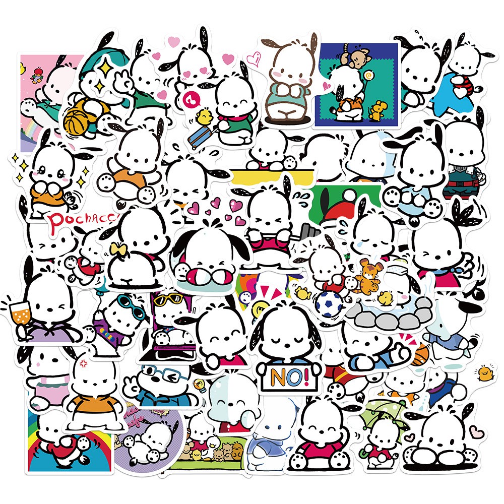 50PCS Cute Cartoon Pochacco Graffiti Sticker Color PVC Waterproof Helmet Computer Luggage Skateboard Stickers