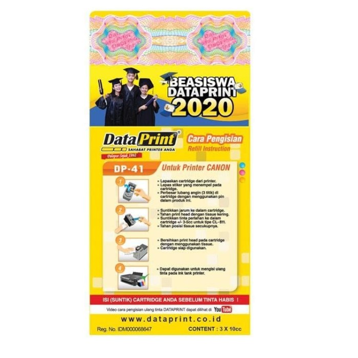 

T6Etfe4E Tinta Refill Data Print Dp41 (Canon Colour) Universal E57Dtgfe