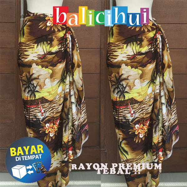 Balicihui Kain Pantai Motif Sunset Sarung Pantai Bali Printing Motif Sunset Rumbai dan Tanpa Rumbai