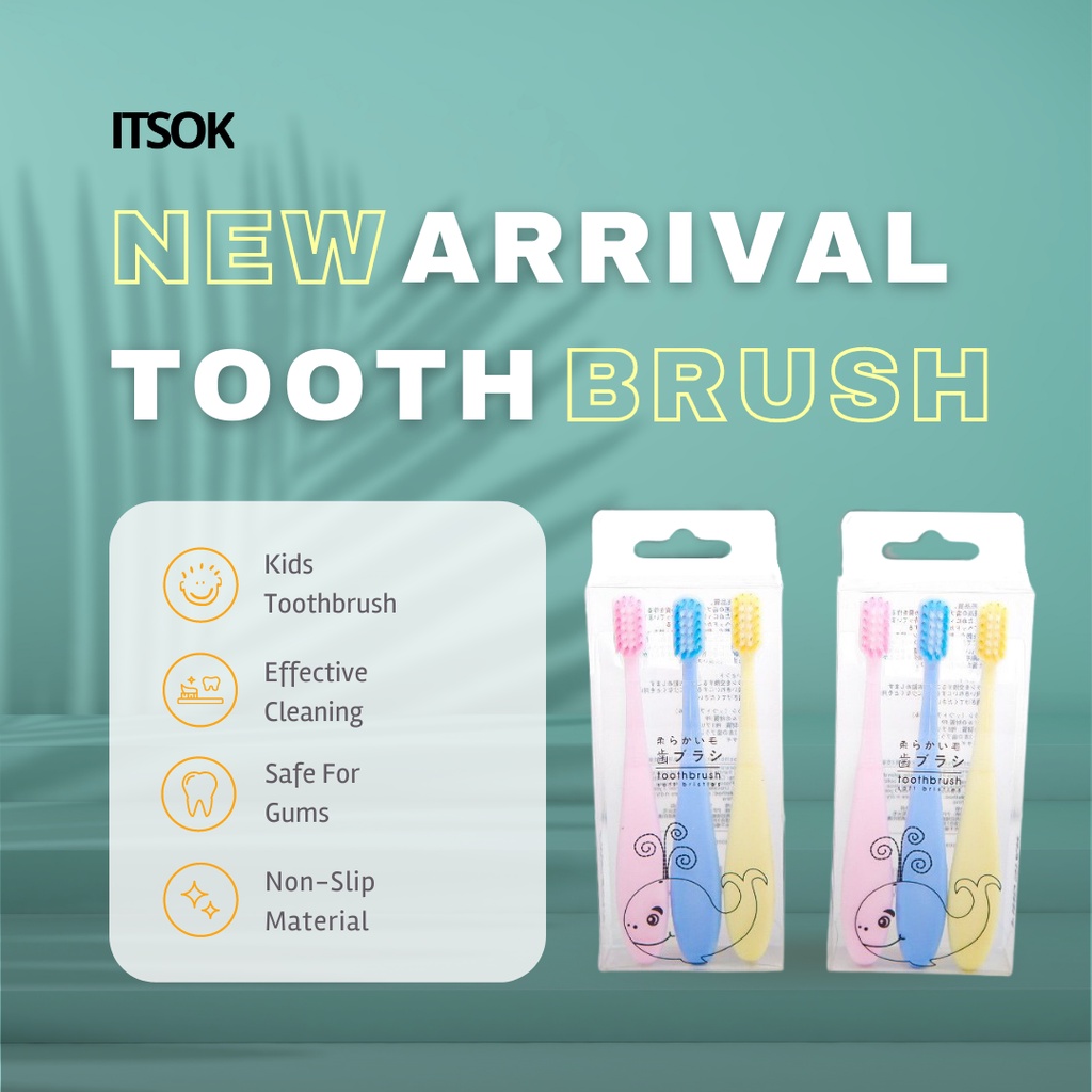 ITSOK Sikat Gigi Anak Bayi /Kids Toothbrush 3 pcs set 2-6 tahun