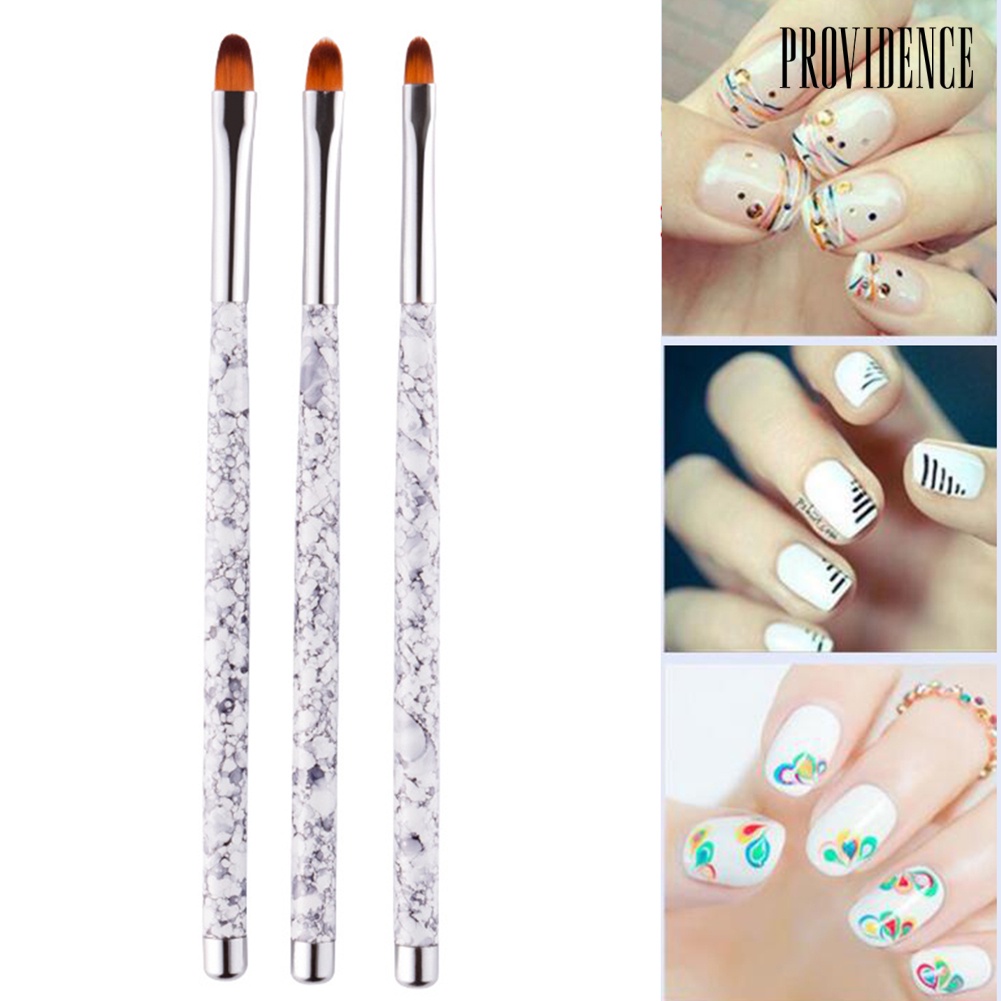 Providence 3Pcs Marble Round Top Cleaning Nail Art Brush Acrylic UV Gel Flower Painting Pen