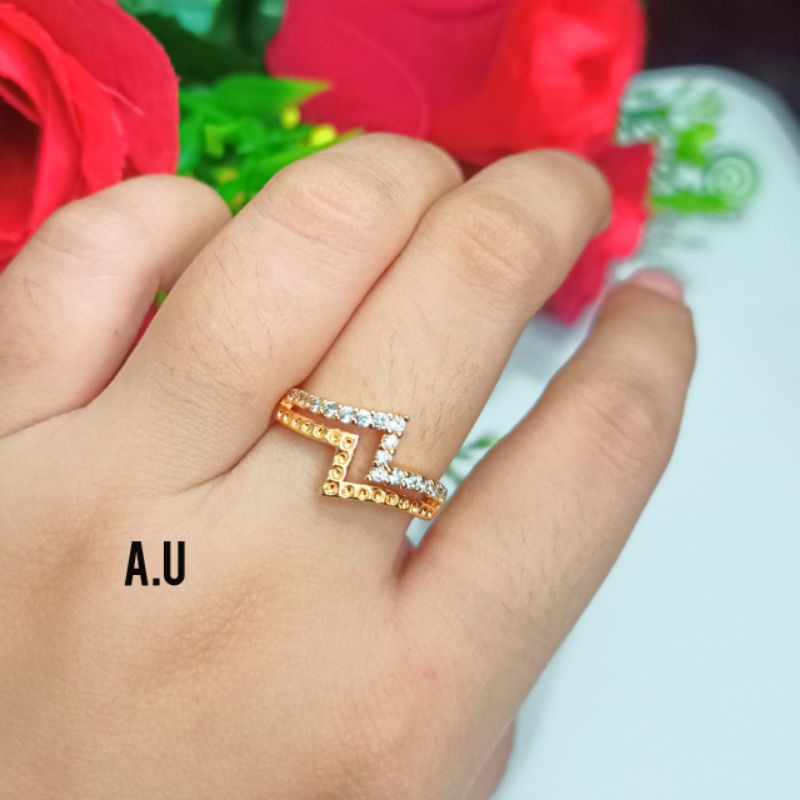 Cincin Dewasa Permata Simpel Perhiasan Wanita Gold Remaja (COD)