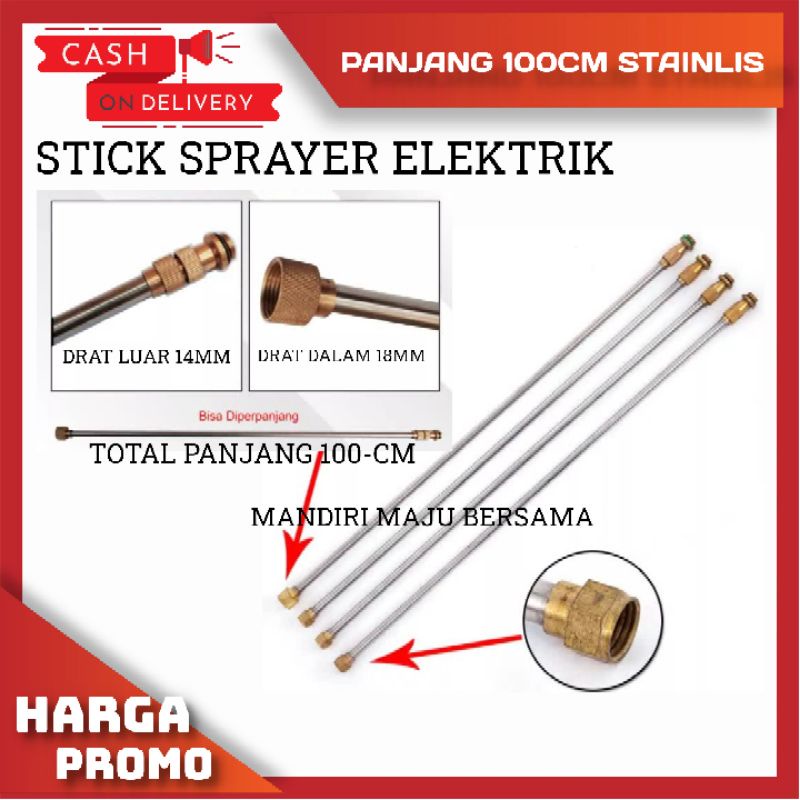 STIK SPRAYER ELEKTRIK STAINLIS KUNINGAN LURUS 100CM / PIPA STIK GUN SPRAYER PERTANIAN ALAT SEMPROT HAMA