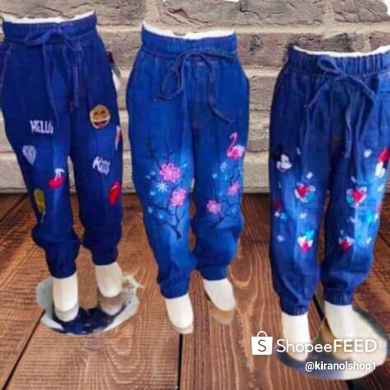 Celana Jeans Joger Anak Perempuan Usia 4-12 Thn  Premium Tren