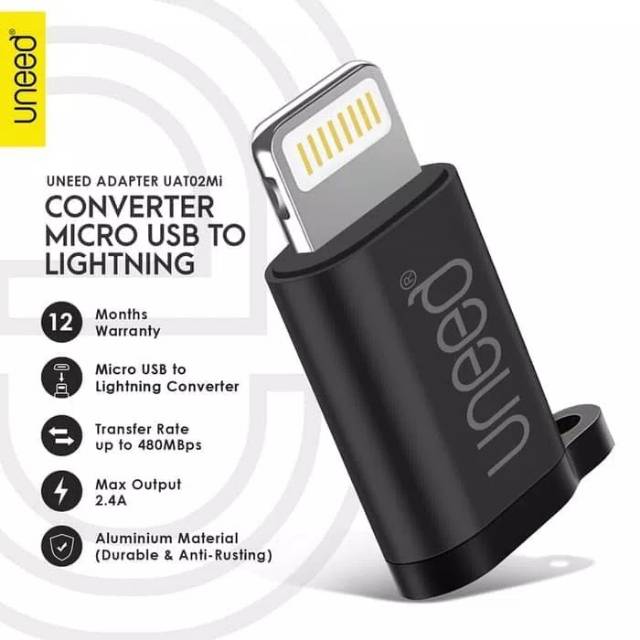 Uneed konektor micro usb to lightning iphone adapter
