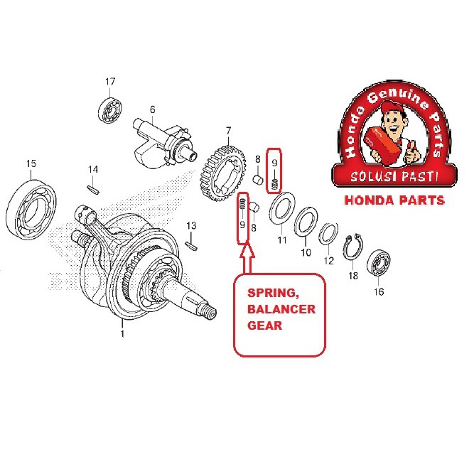 PER BALANCER SPRING BALANCER GEAR CS1 CB 150R CBR 150R CBR 250R SONIC SUPRA GTR 150R ORIGINAL AHM