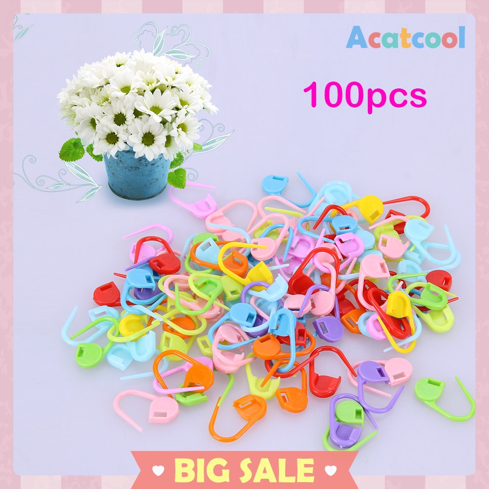 Knitting Tools Plastic Clip Hook Mixed Color Crochet Markers (100pcs)