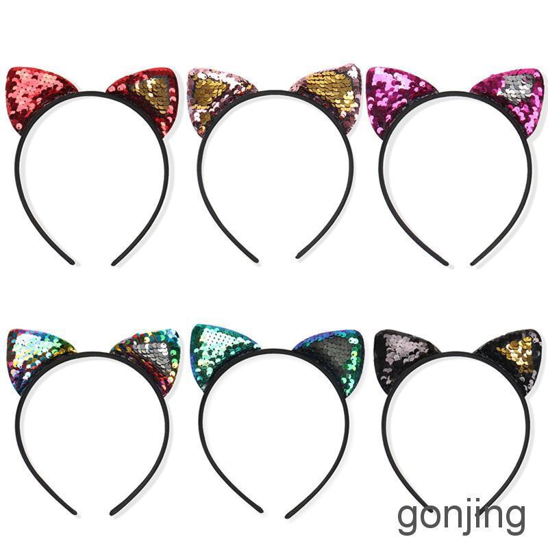 GONJING Bando Model Telinga Kucing dengan Hiasan Payet GONJING Bando Model Telinga Kucing dengan Hiasan Payet