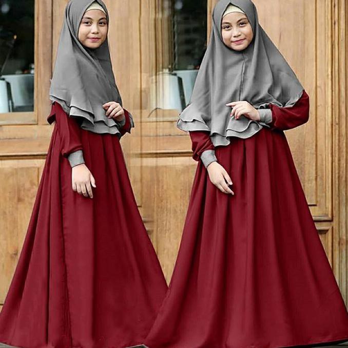 Baju Gamis Anak Syari Ananda Kids Fit To 7-9 Thn - Pink Abu