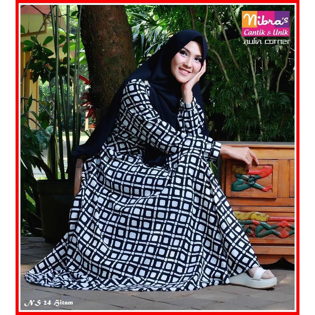 Fashion Muslimah Nibras NS 24 Hitam Gaun Pesta Muslim Model Baju