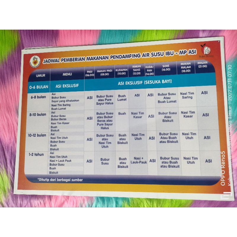 

Poster Jadwal Makanan Pendamping Air Susu Ibu-Mp Asi