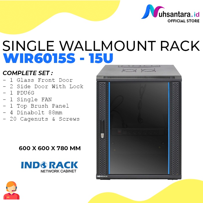[𝐎𝐑𝐈𝐆𝐈𝐍𝐀𝐋] INDORACK Wallmount Rack Server 15U WIR6015S Depth 600mm Rak Peladen 15U Indorack