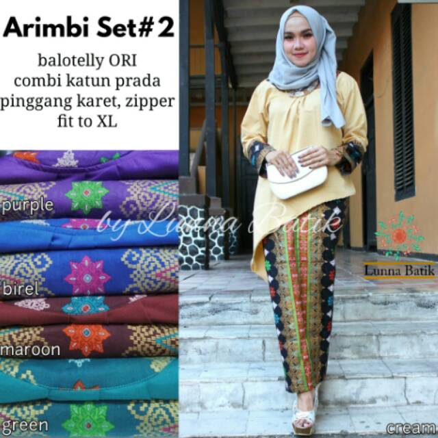 Kebaya Muslim Kebaya Modern Batik Setelan Wanita Arimbi set #2