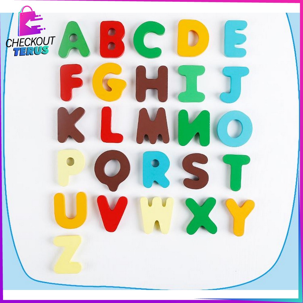 CT M273 Mainan Puzzle Kayu BRITISH CARD Anak Belajar Mainan Huruf dan Angka Alfabet Kayu Edukasi Kartu Alphabet