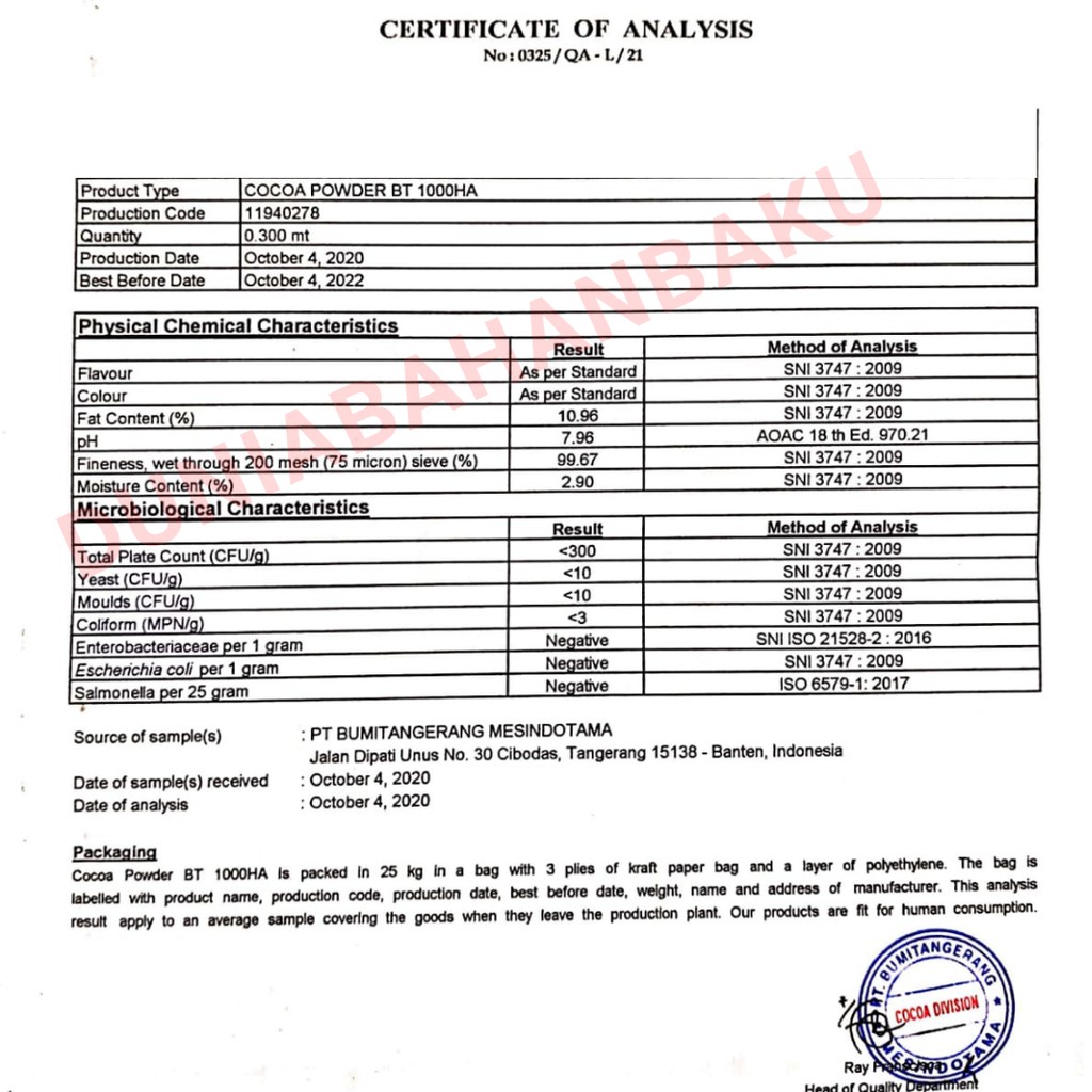 BT COCOA JAVA CLASSIC CHOCOLATE BT 1000 A 25 kg