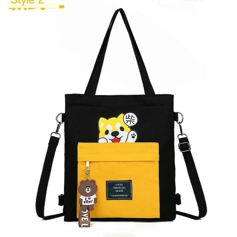 Sling Bag Wanita Saffron Tote Bag Wanita / Ransel Kucing Lucu 2in1 Korea Girl Fashion