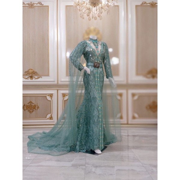 GAUN PENGANTIN MEWAH/GAUN EKOR CRONOLIN//KEBAYA WEDDING/KEBAYA AKAD/BAKU PENGANTEN MODREN