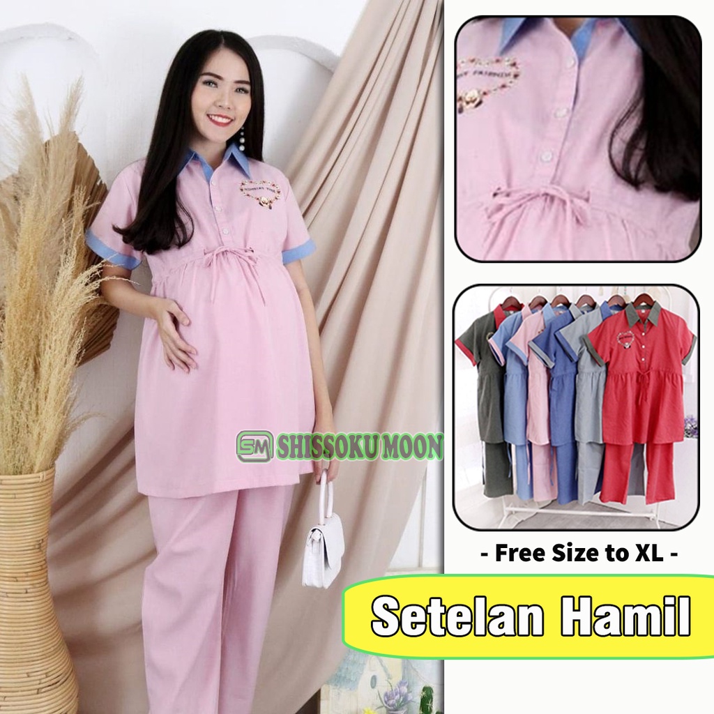 Baju Setelan Hamil Kekinian / Baju Lengan Pendek &amp; Celana Panjang Untuk Ibu Hamil - Friend