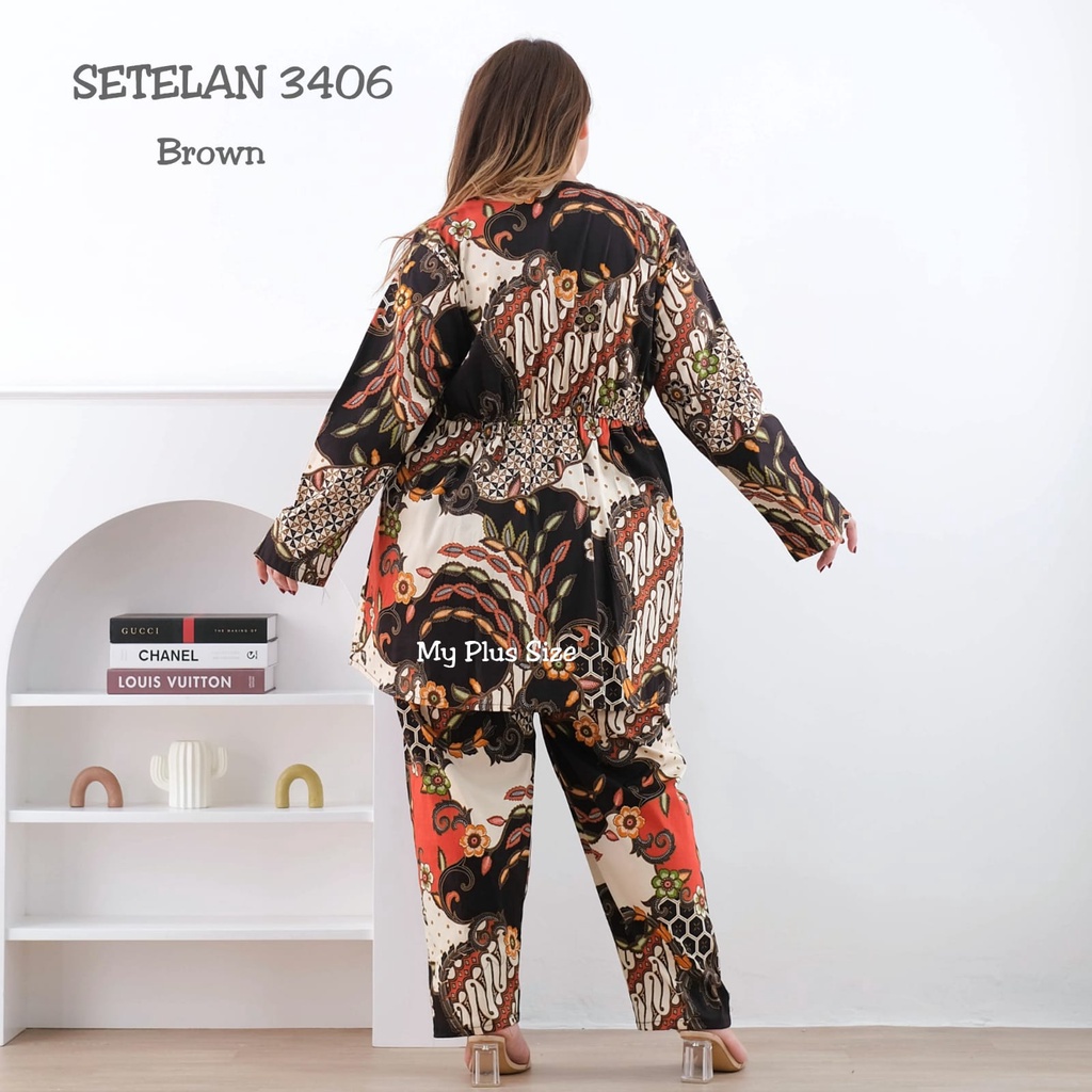 Setelan Batik Wanita Jumbo 3406, 3XL &amp; 5XL