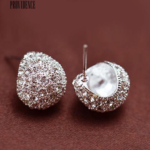 [Bayar Di Tempat] Gaya Korea Bulan Sabit Berlian Imitasi Bersinar Stud Earrings