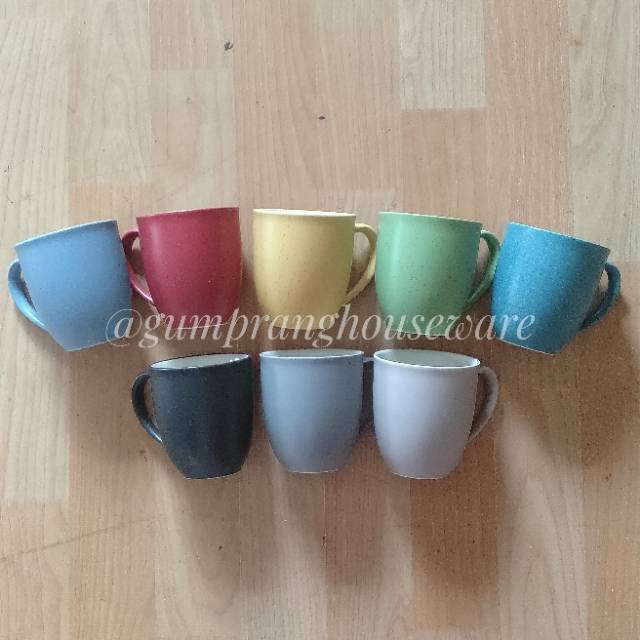 1 pc Mug keramik hitam polos colorful biru tua navy abuabu 