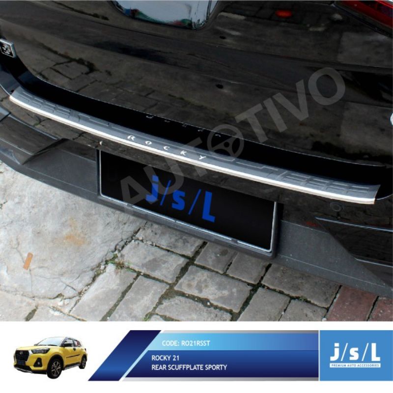 sillplate belakang Rocky sporty hitam list chrome jsl