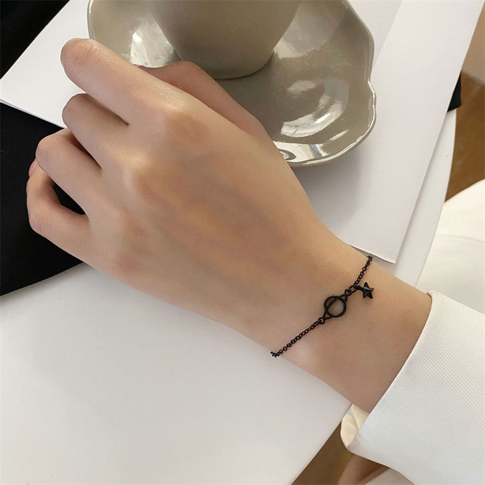 ROW New Planet Punk Stars Bracelet Fashion Black Gothic Simple Adjustable