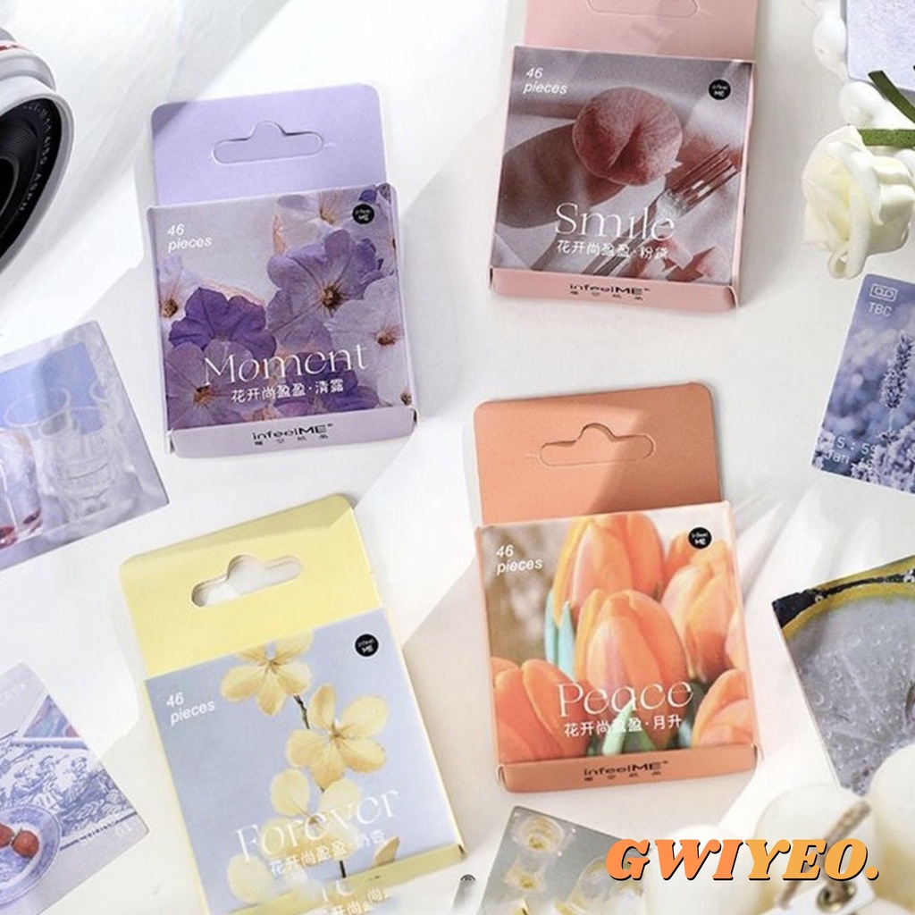 

46 Pcs Flower Aesthetic Sticker Scrapbook Planner Diary