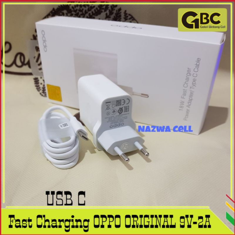 Charger Fast Charging Oppo A92 ORIGINAL 100%  USB C 9V-2A