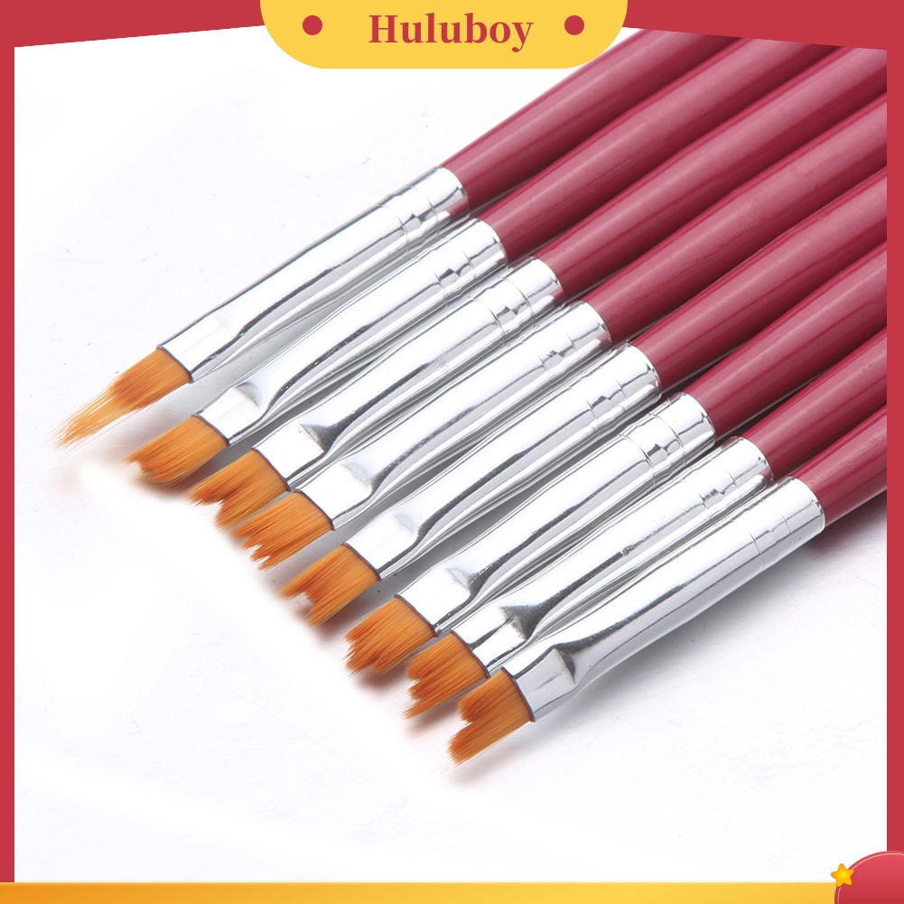 Huluboy Huluboy♡ 8pcs / Set Pen Brush Nail Art UV Gel Bulu Lembut Gagang Plastik DIY