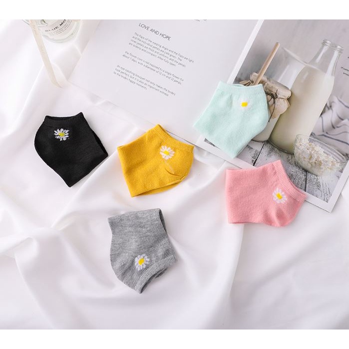 RAB KK223 Kaos Kaki Wanita Motif Bunga Daisy Kaos Kaki Pendek Socks Korea Murah Import