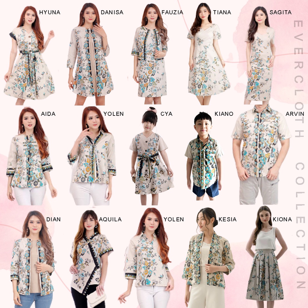 Evercloth Dian Atasan Batik Wanita Lengan Panjang Blouse Batik Perempuan Blazer Luaran Outer
