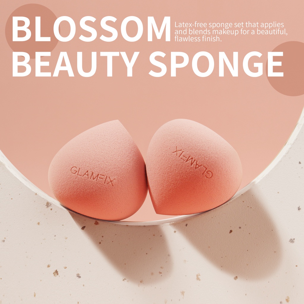 GLAMFIX Blossom Beauty Sponge Peachy _ Beauty Blender Spons Foundation | GLAM FIX Alat Kecantikan Makeup by YOU