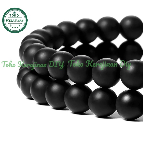 Bahan Gelang Manik Batu Hitam Doff Black Matte 6,8,10mm Untuk Craft Dan DIY