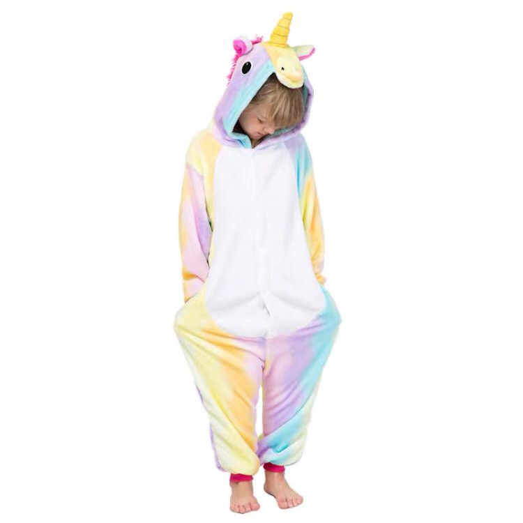 BONEKA KOSTUM ONESIE UNICORN RAINBOW PIYAMA COSPLAY ANAK