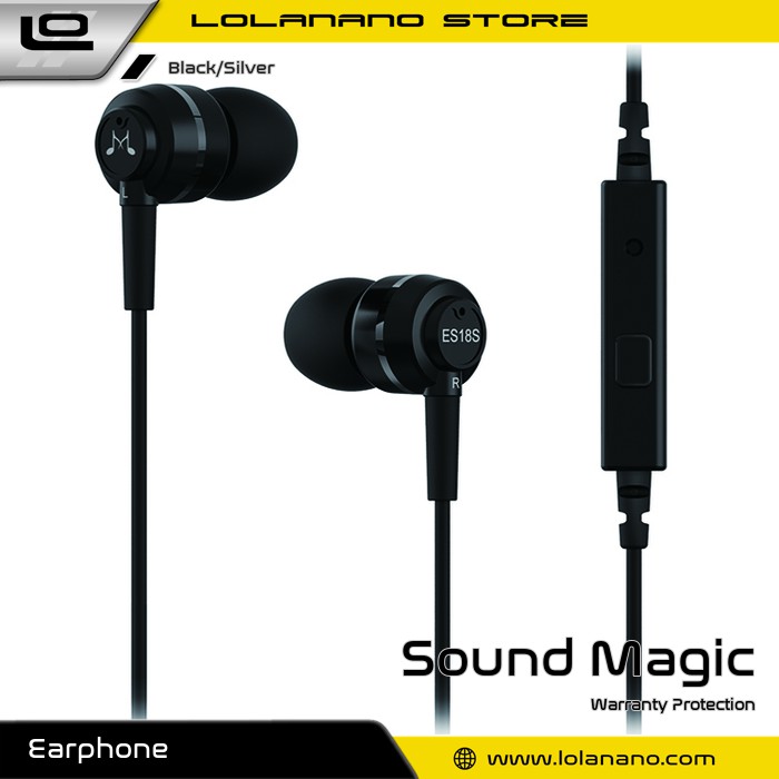 Grab Medan SoundMAGIC Earphones In-ear Sound Isolating Powerful Bass with Mic ES18S Black/Silve