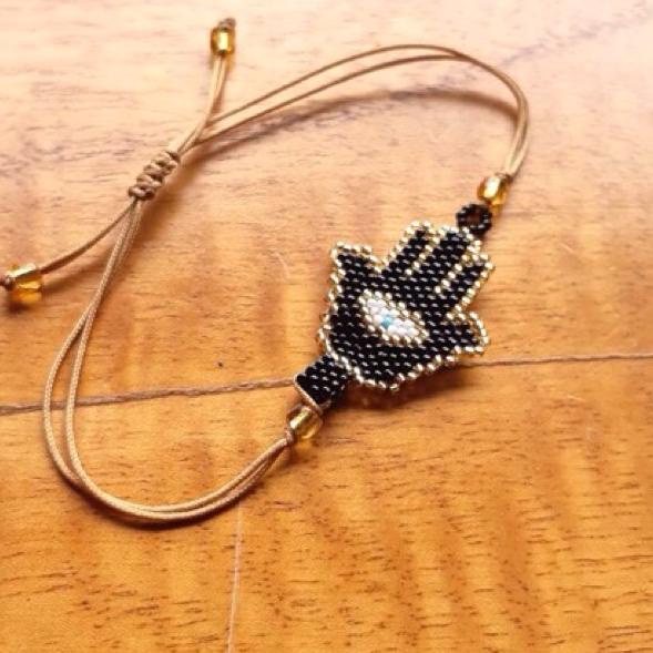 Gelang tali hamsa hand fatima manikmanik miyuki handmade jari "TKR.02Jl22ˢ"