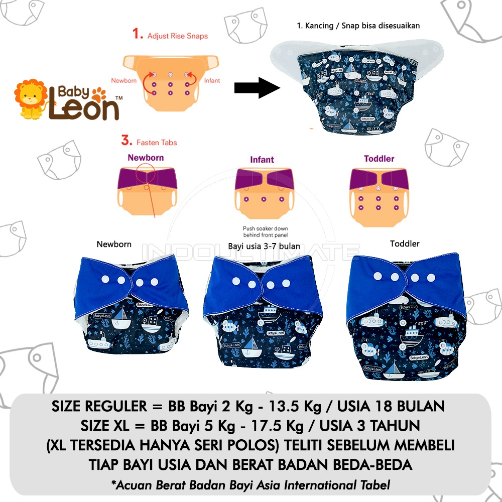 ORI BABY LEON Clodi PRINT+ INSERT popok kain bayi baby cloth diapers diaper newborn