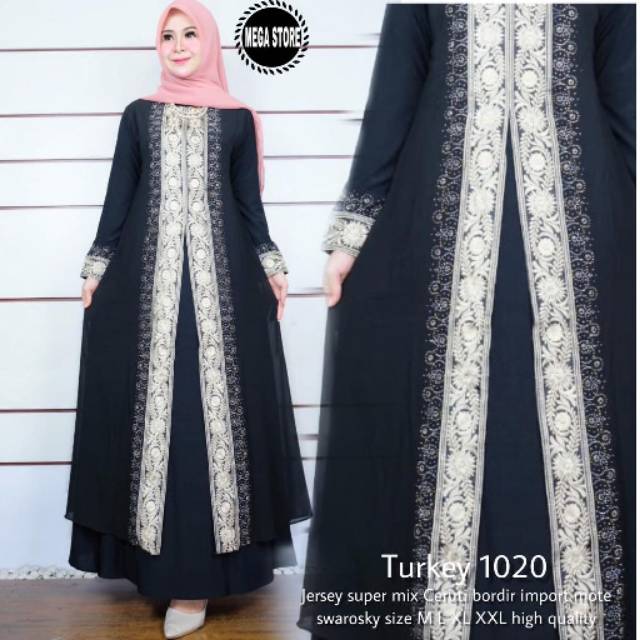 Gamis Arab, abaya Turkey 1020, busana muslim, fashion wanita