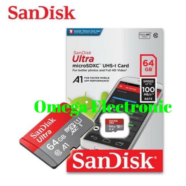 SanDisk MICROSD 64GB 100MBPS CLASS 10 - MICRO SD 64GB 100MB/S ORIGINAL