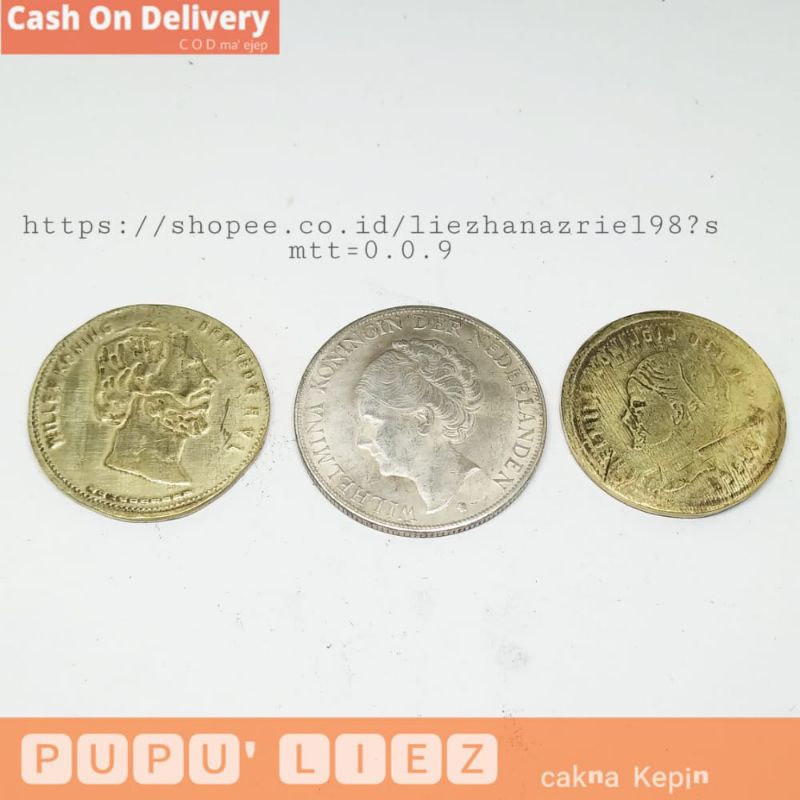 Barang Antik Koin G wihelmina Koning Bahan Kuningan