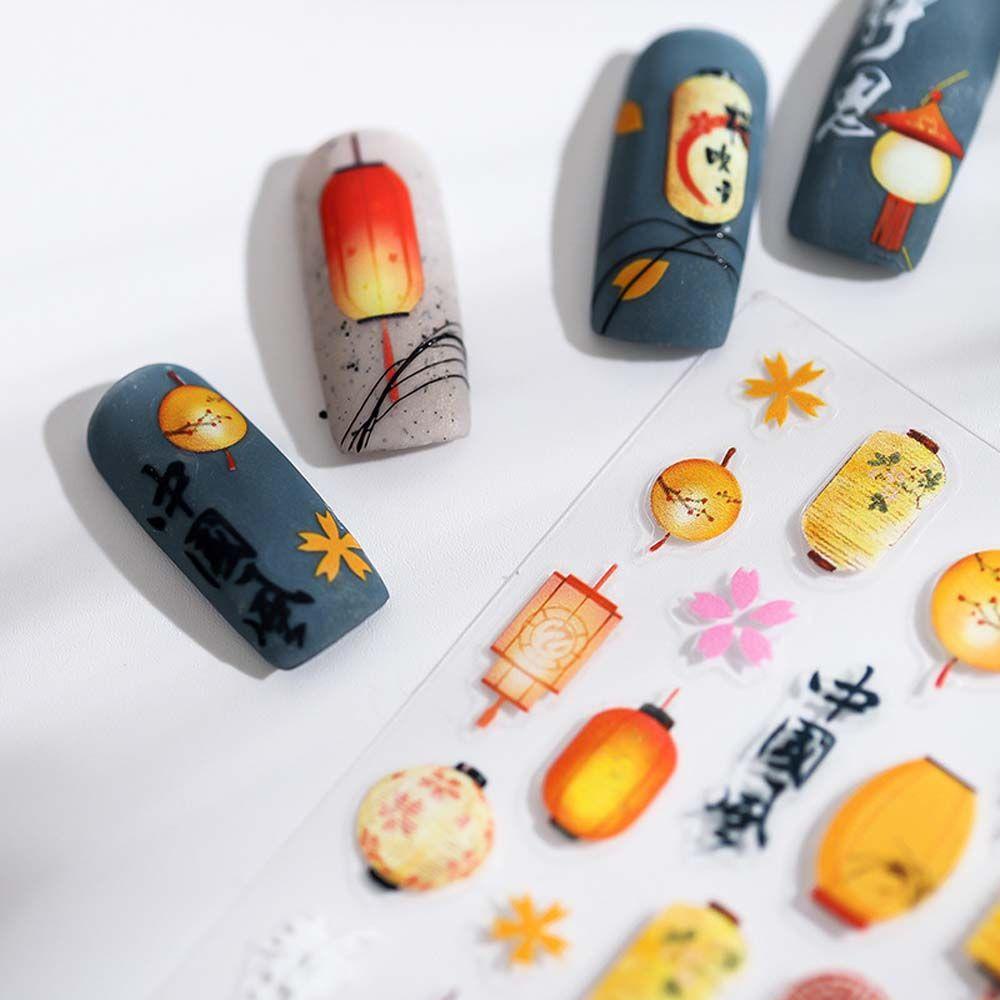 AUGUSTINA Agustina Stiker Kuku Cina Fashion Lentera Karakter Cina Antiquity Style Nail Art Dekorasi