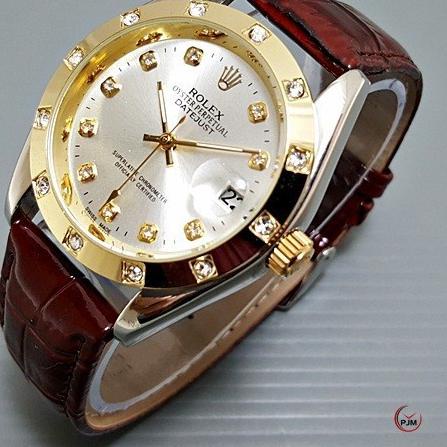 「Stok terbaru」 Rolex GMT Automatic Kulit | Jam Tangan Rolex Mata Matic Tanpa Baterai Otomatis Wanita