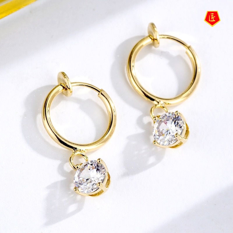 [Ready Stock]Personalized Elegant Diamond-Embedded Ear Clip Earrings