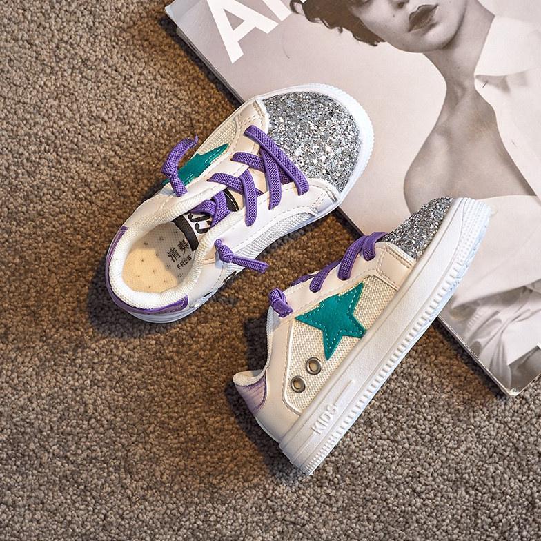 Sepatu Sneakers Gliter Anak Perempuan/ Laki-Laki Motif Bintang Import